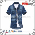 New Men Blue Denim Shirt, Wash Jean Jacket Stylish Fit Line Comfort Casual Top